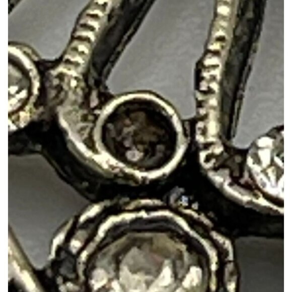 Vintage Silver Tone Dangle Earrings Clip Clear Rhinestones 2.5" - Picture 8 of 13